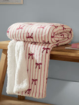 Next Furn Silk Pink Noortje Bows Sherpa Fleece Throw Blanket 180cm x 130cm- Buy online at McGrocer