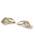 Aela gold tone heart drop earrings with diamond simulants, imported from the UK