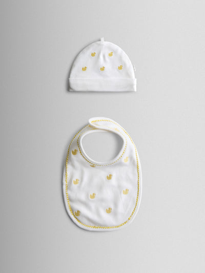 Next JoJo Maman Bébé Yellow Duck Embroidered Hat and Bib Set- Buy online at McGrocer