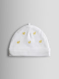 JoJo Maman Bébé yellow duck embroidered hat and bib set - British product