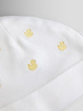 JoJo Maman Bébé yellow duck embroidered hat and bib set - British product