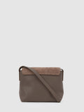 Reiss taupe Brea suede leather crossbody bag, UK version