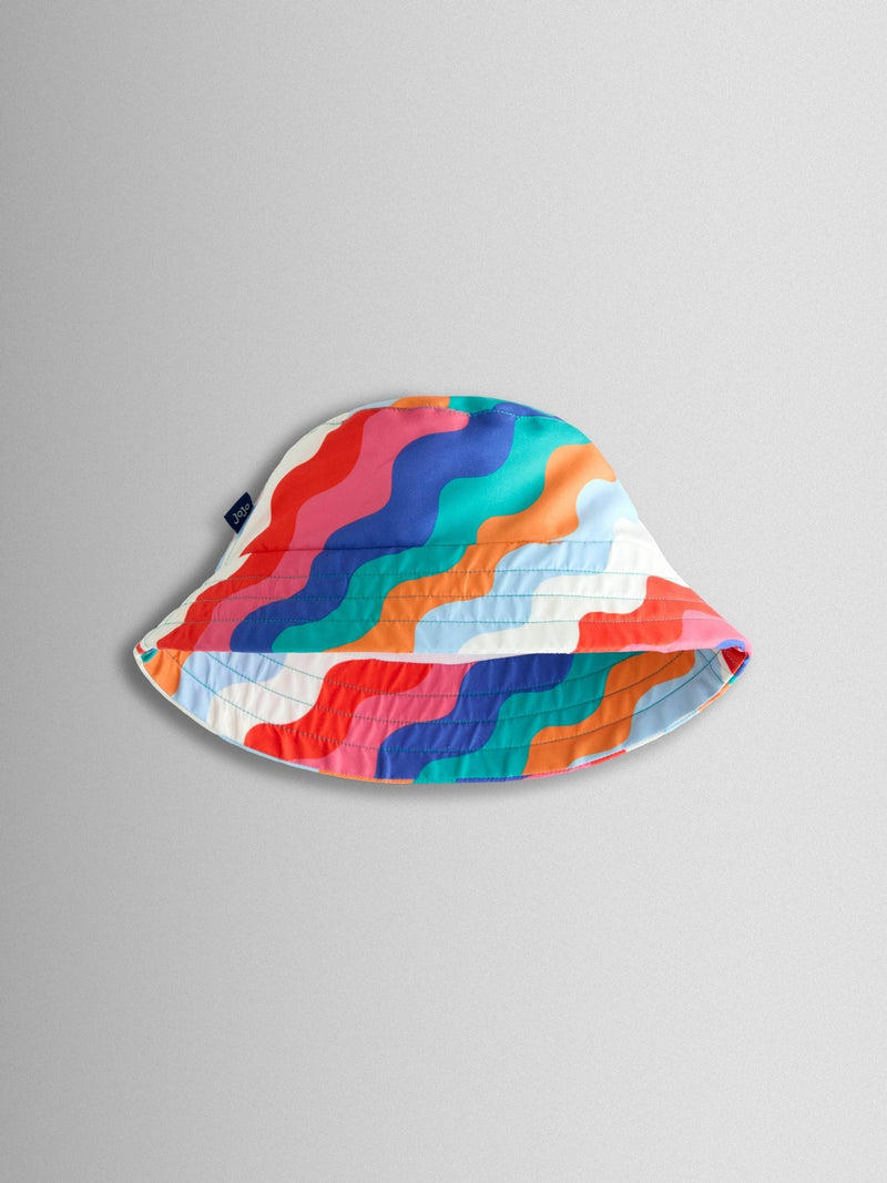 JoJo Maman Bébé multi-coloured wavy stripe swim bucket hat - British product