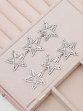 Mood Silver Tone Crystal Triple Star Statement Drop Earrings