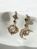 Mood Multi Colour Crystal Mismatch Celestial Earrings imported from the UK