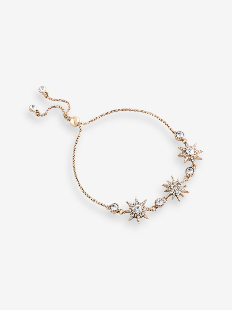 Crystal Celestial Toggle Bracelet in Antique Gold Tone with Adjustable Closure