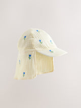 Next Cream and Blue Flowers Legionnaire Sun Hat 3mths-10yrs- Buy online at McGrocer