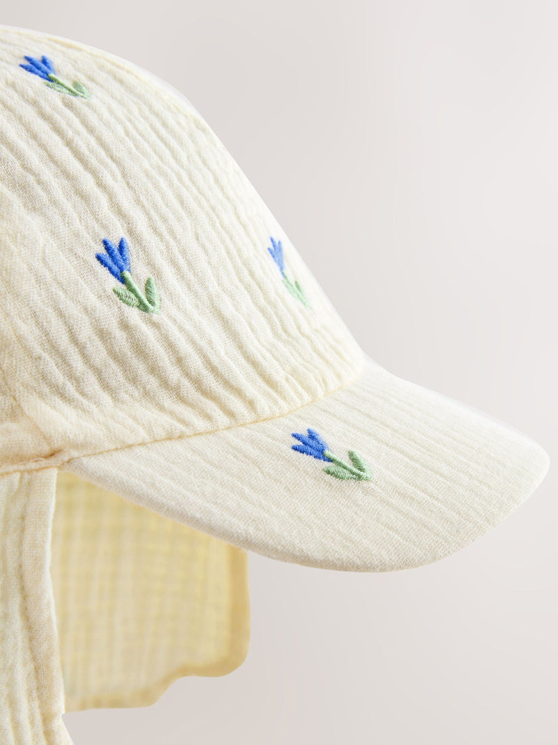 Legionnaire hat in cream and blue floral print - British product