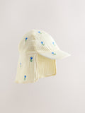 Legionnaire hat in cream and blue floral print - British product