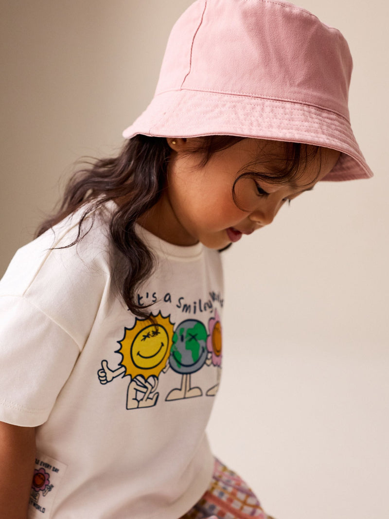 Pink cotton bucket hat for children, British product