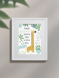 Jonnys Sister personalised giraffe children's nursery framed print 12 x 10 inches, imported from the UK
