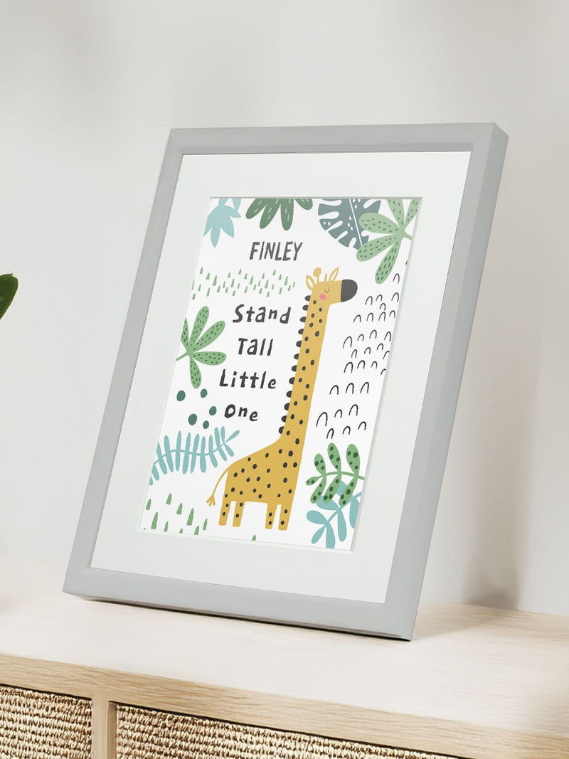 Jonnys Sister personalised giraffe children's nursery framed print 12 x 10 inches, imported from the UK
