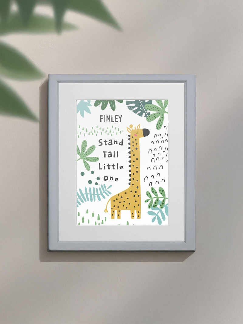 Jonnys Sister personalised giraffe children's nursery framed print 12 x 10 inches, imported from the UK