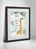 Jonnys Sister personalised giraffe framed print 12 x 10 inches, imported from the UK