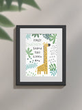 Jonnys Sister personalised giraffe framed print 12 x 10 inches, imported from the UK