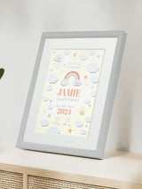 Jonnys Sister Personalised On The Day You Were Born Rainbow Framed Print 12x10 inches