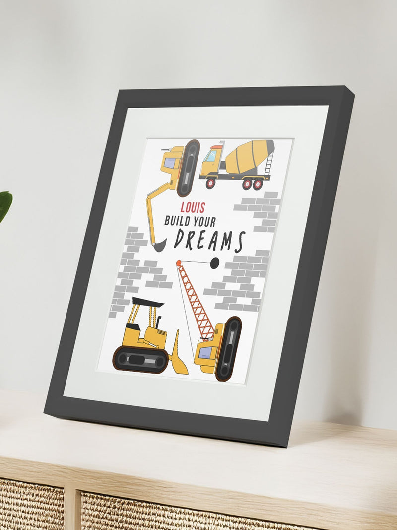 Jonnys Sister Personalised Construction Themed Framed Print 12x10 inches, imported from the UK
