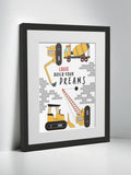 Jonnys Sister Personalised Construction Themed Framed Print 12x10 inches, imported from the UK