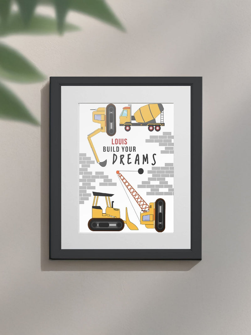 Jonnys Sister Personalised Construction Themed Framed Print 12x10 inches, imported from the UK