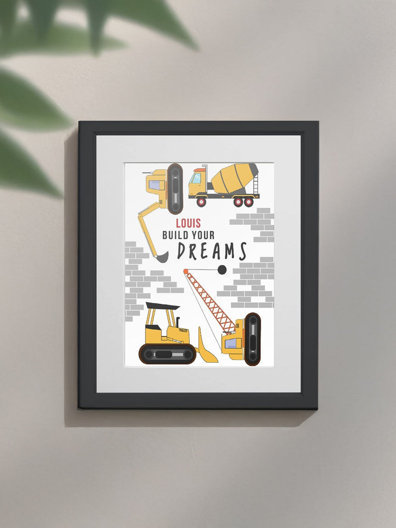 Jonnys Sister Personalised Construction Themed Framed Print 12x10 inches, imported from the UK