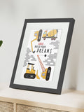 Jonnys Sister Personalised Construction Themed Framed Print 12x10 inches, imported from the UK