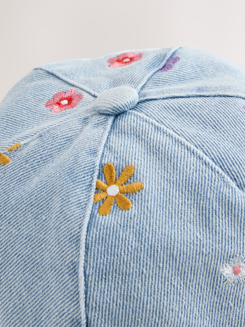 yellow flower denim cap for children adjustable back strap, UK version