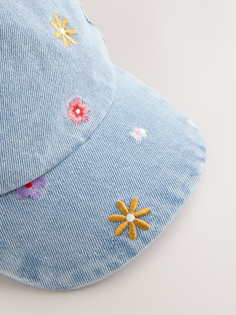 yellow flower denim cap for children adjustable back strap, UK version