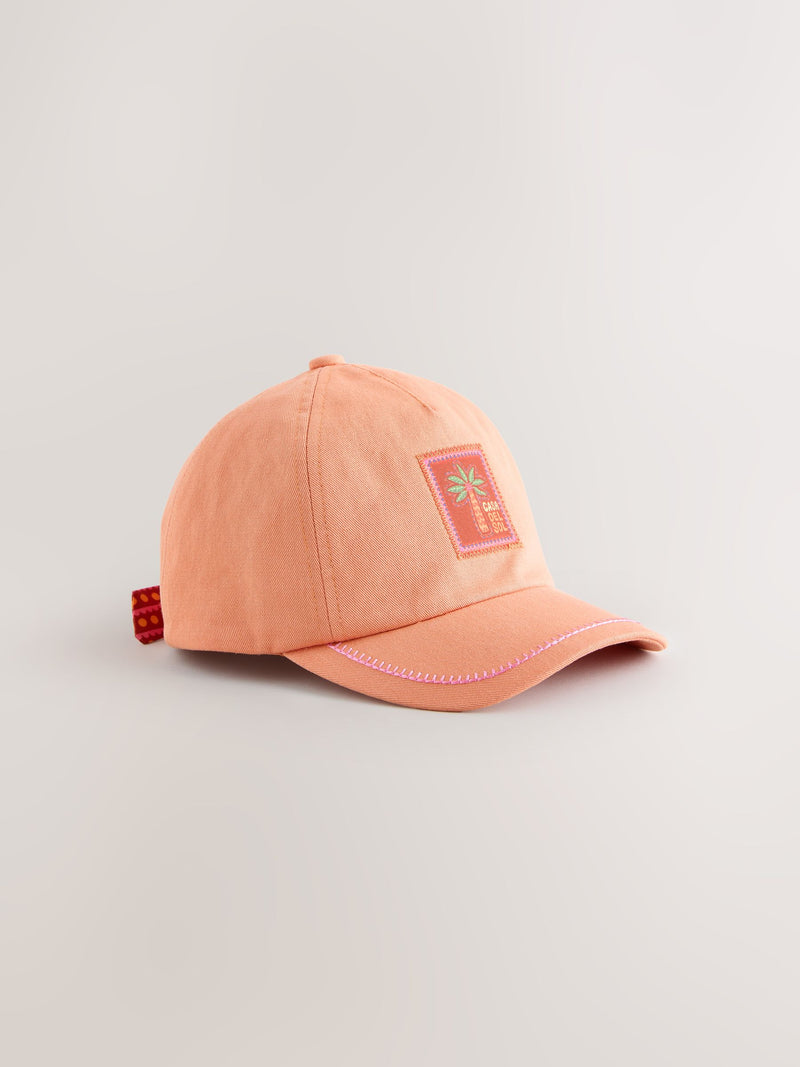 Children's orange baseball cap with scarf bow back (British brand)