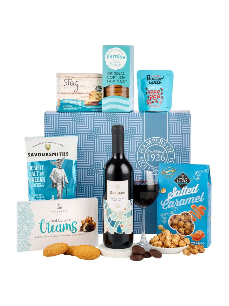Spicers of Hythe Metropolitan gift box with red wine and snacks (British brand)