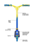 Micro Scooters blue yellow Jumpstart stunt scooter - British product