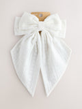 White broderie headband with large bow, UK version