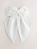 White broderie headband with large bow, UK version