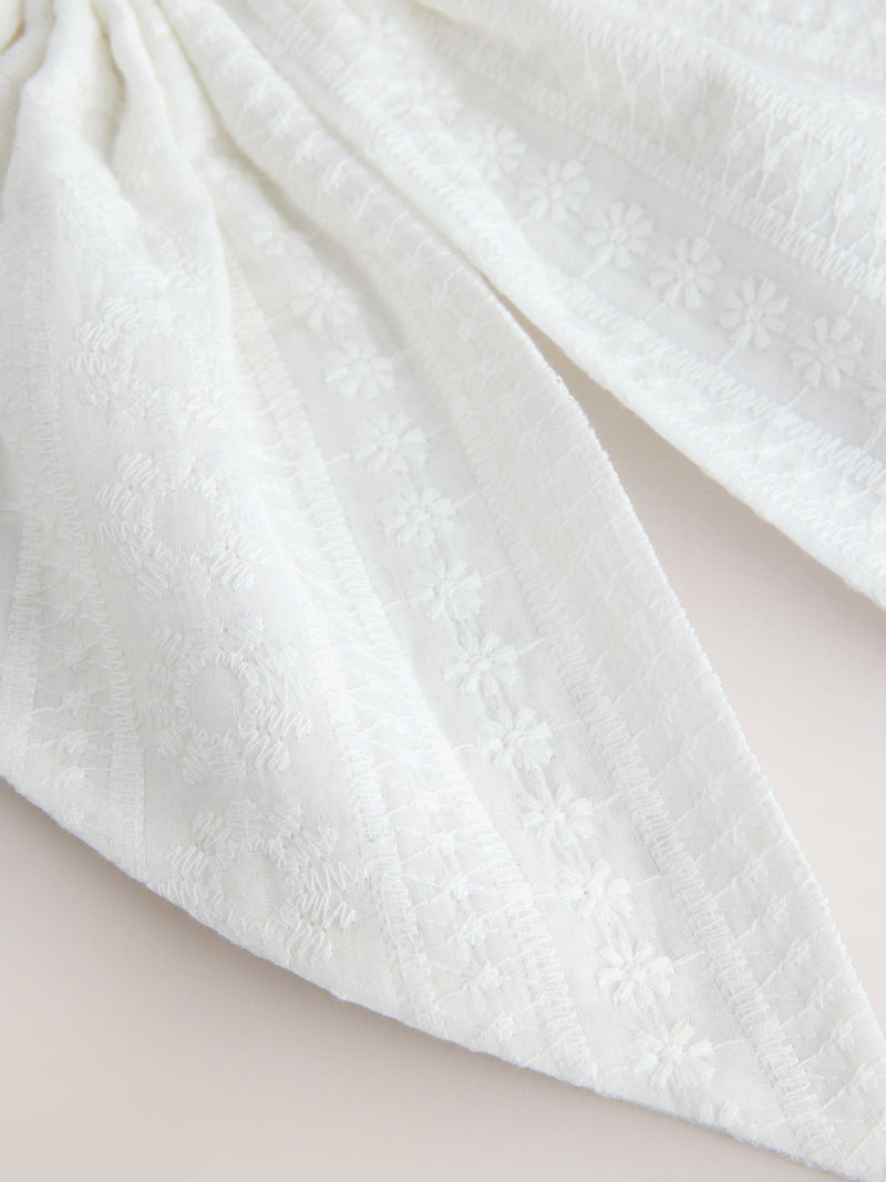 White broderie headband with large bow, UK version