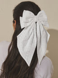 White broderie headband with large bow, UK version