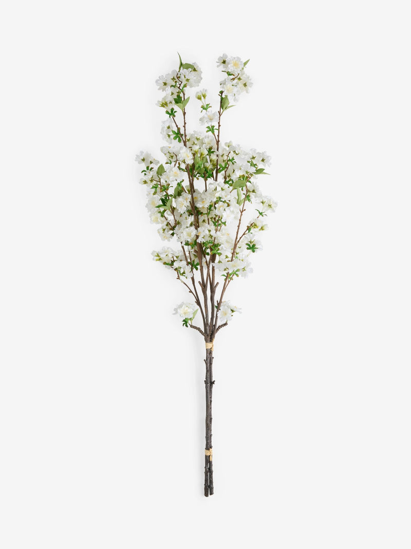 White artificial blossom 2 stems 113cm (British brand)