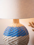 Designers Guild Cobalt Brera rattan table lamp, UK version