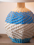 Designers Guild Cobalt Brera rattan table lamp, UK version