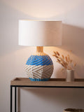 Designers Guild Cobalt Brera rattan table lamp, UK version