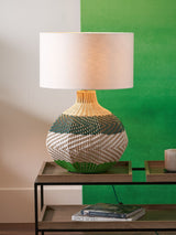 Next Designers Guild Emerald Brera Rattan Table Lamp- Buy online at McGrocer