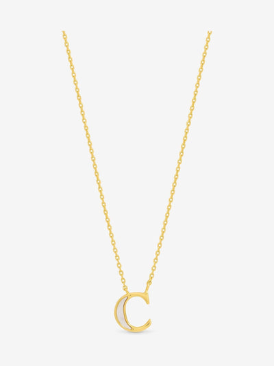 Next Inicio Gold Tone Mother of Pearl C Initial Pendant Necklace with 17 Chain- Buy online at McGrocer