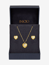 Next Inicio Gold Plated Cubic Zirconia Ridged Heart Jewellery Set- Buy online at McGrocer
