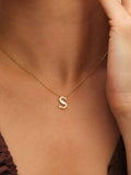 Gold Plated Mother of Pearl S Initial Pendant 15mm
