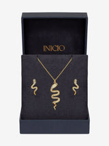 Next Inicio Gold Cubic Zirconia Snake Earrings and Necklace Gift Box Set- Buy online at McGrocer