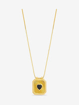 Next Inicio Gold Plated 14K Jet and Heart Charm Necklace 20in Chain- Buy online at McGrocer