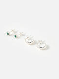 Oliver Bonas Silberfarbene Hazel Malachit-Stecker und gedrehte Creolen-Set