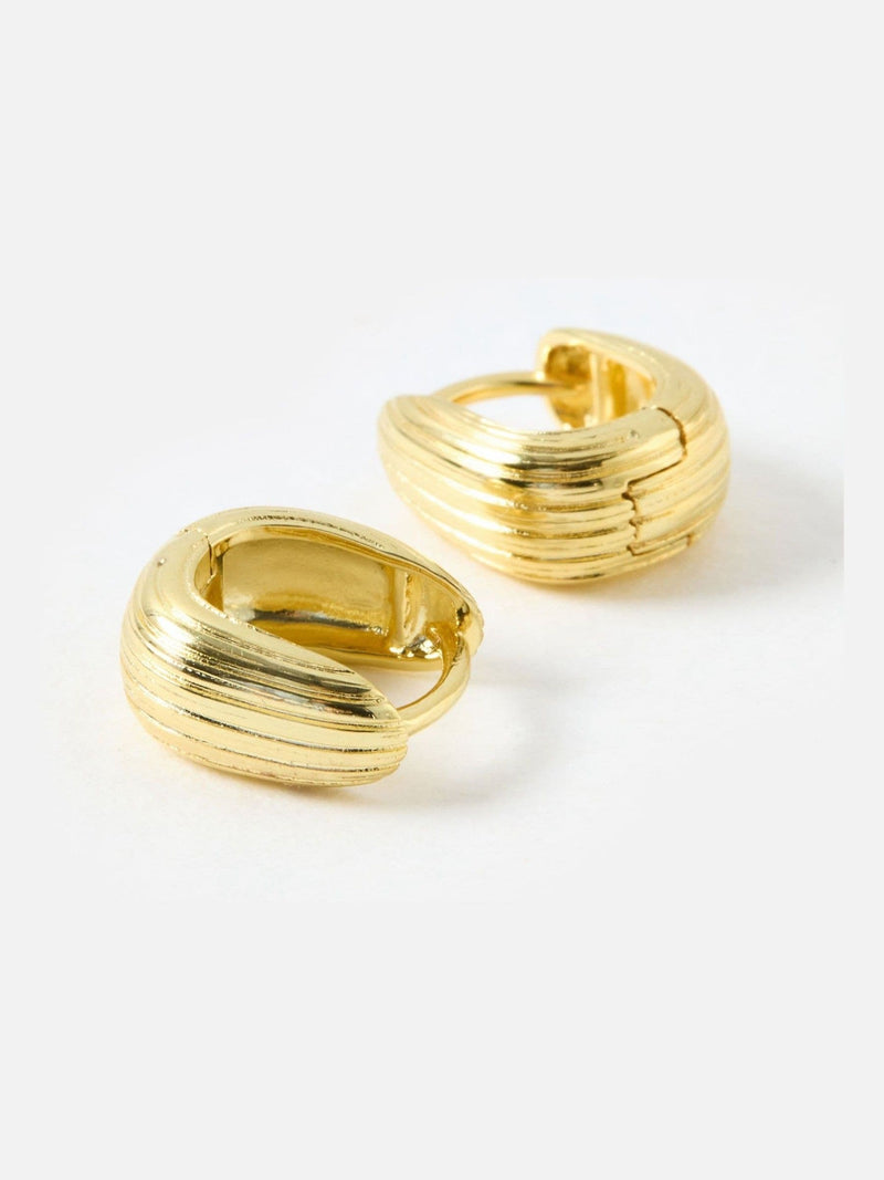 Oliver Bonas Ciara gold plated textured huggie earrings, imported from the UK