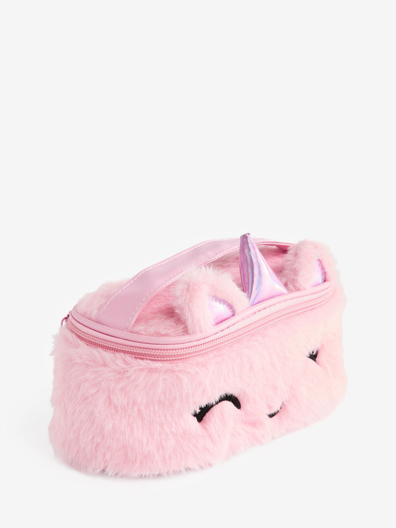 Soft fluffy unicorn pencil case with highlighter set - British product