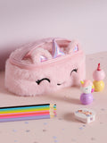 Soft fluffy unicorn pencil case with highlighter set - British product
