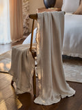 Muslin frill throw in natural colour (British brand)