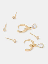 Next Accessorize Gold 3-Pack 14ct Gold-Plated Pear Stud and Hoop Earrings Set- Buy online at McGrocer